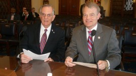 Rep. Mike McIntyre (7th District, N. C.) and WWII Wilmington Home Front Heritage Coalition CAPT Wilbur Jones. 2012