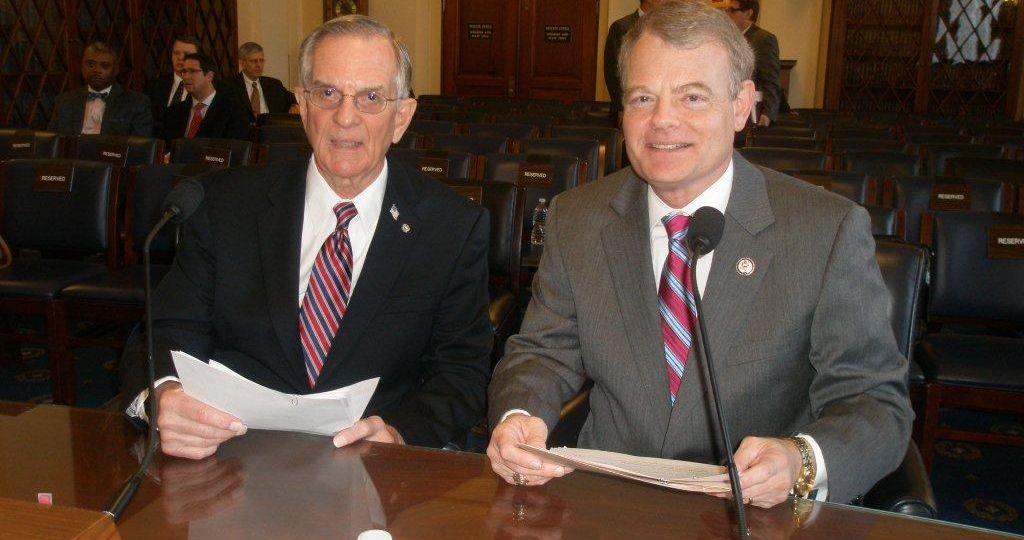 Rep. Mike McIntyre (7th District, N. C.) and WWII Wilmington Home Front Heritage Coalition CAPT Wilbur Jones. 2012