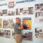 Lavin Studio in Hannah Block Historic USO becomes part of mini-museum of the Wilmington WWII home front with photomurals and the piano Hannah played. Rosie the Riveter stars. 2008.