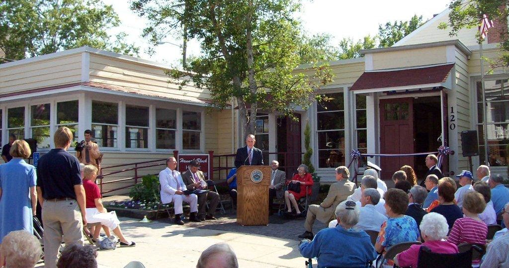 Ceremony rededicating the renovated and restored Hannah Block Historic USO/Community Arts Center. July 3, 2008.