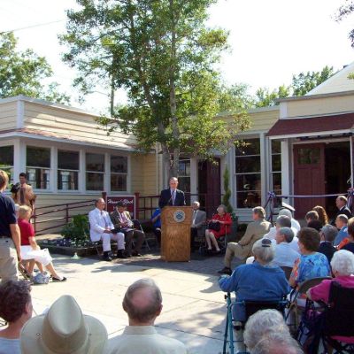 Ceremony rededicating the renovated and restored Hannah Block Historic USO/Community Arts Center. July 3, 2008.