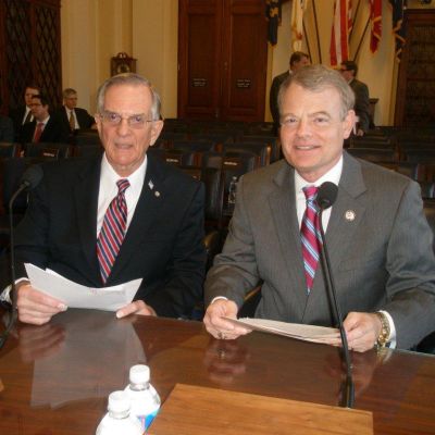 Rep. Mike McIntyre (7th District, N. C.) and WWII Wilmington Home Front Heritage Coalition CAPT Wilbur Jones. 2012