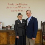 Wilbur with WWII Red Cross worker Lee Ryan, 90, who served in Italy and France at the Rosie the Riveter: American Women in World War II" lecture - Randall Library, UNCW