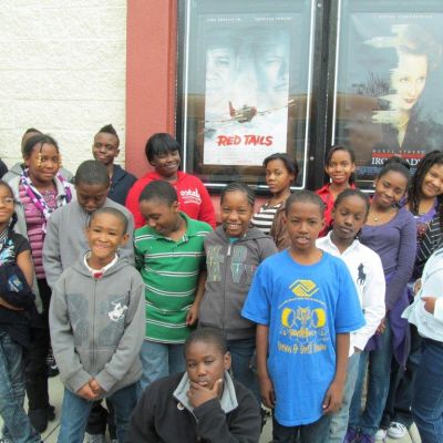 The group from the Community Boys & Girls Club of Wilmington. They were guests of the World War II Wilmington Home Front Heritage Coalition at the afternoon showing today of that wonderful George Lucas historical movie, "Red Tails," a story of the Tuskegee Airmen in combat in Europe during WWII.